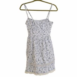 Hollister Blue Floral Summer‎ Mini Dress Strap Coquette Cottagecore Lace Spring